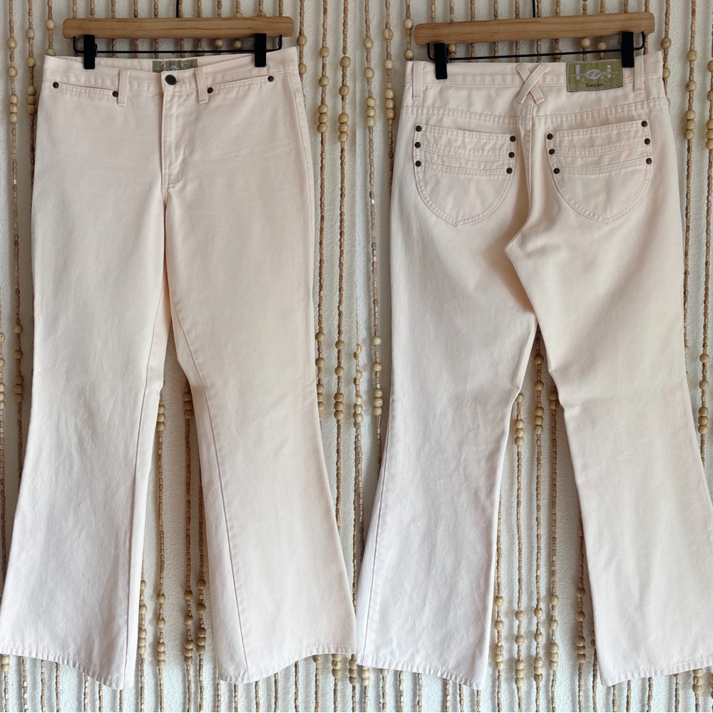 Vintage LEI Y2K 2000s Light Tan Low Rise Bootcut Boho Made in USA Denim Jeans